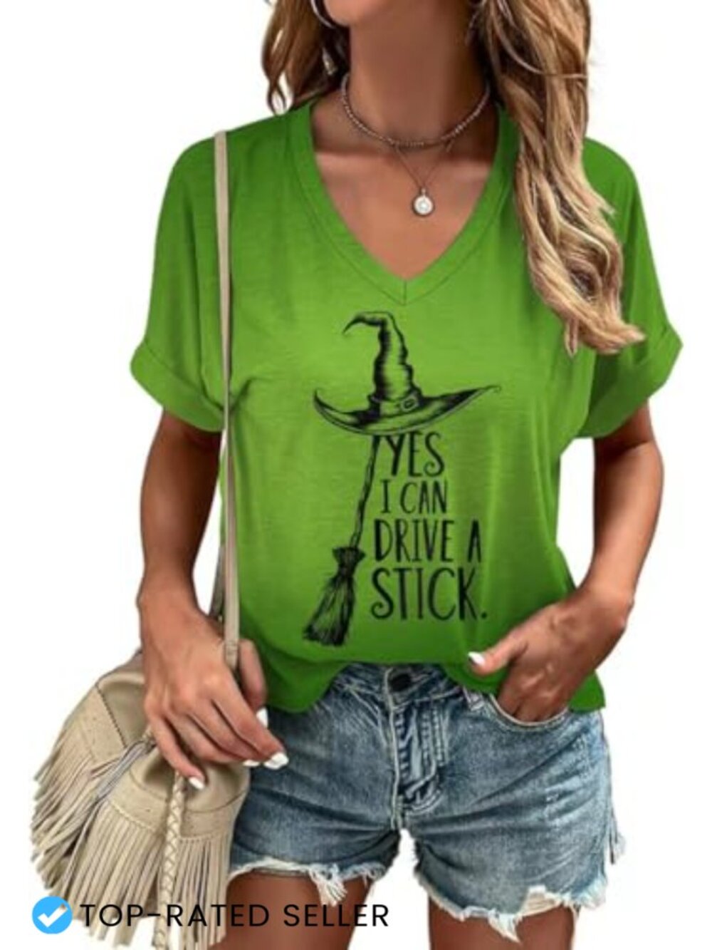 Women's Casual V-Neck Graphic Tee Short Sleeve Cotton Blend Pullover Fall